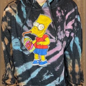 Tie-Dye Black Bart Simpson Graphic Hoodie size large